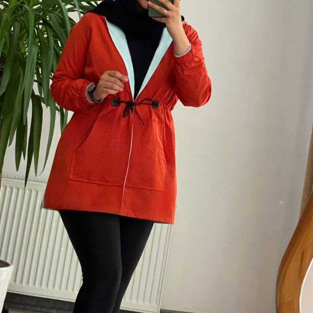 قیمت ارزان مانتو دورو کلاهدار  آیلین