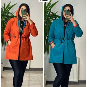 خرید اینترنتی مانتو دورو کلاهدار  آیلین