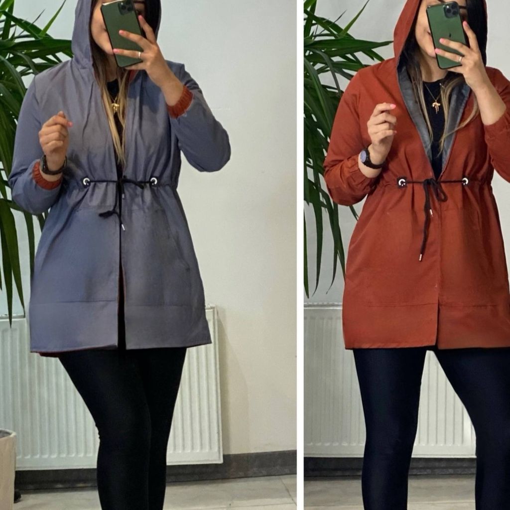 فروش اینترنتی مانتو دورو کلاهدار  آیلین