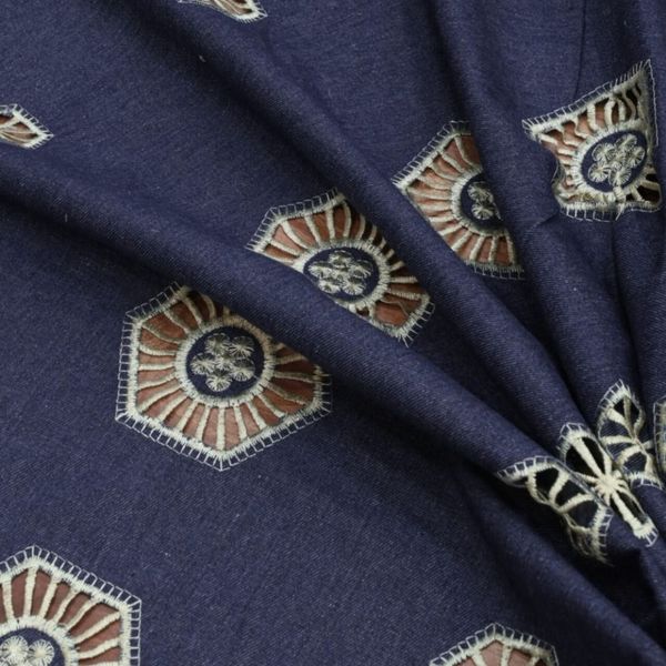 پارچه جین خامه دوزی