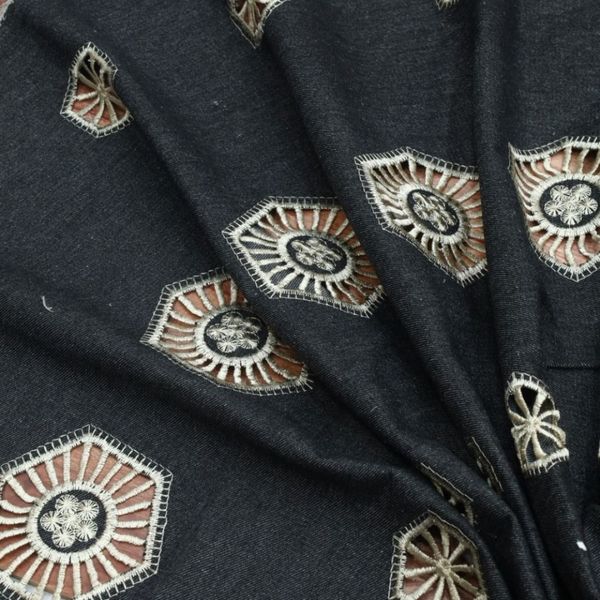 پارچه جین خامه دوزی