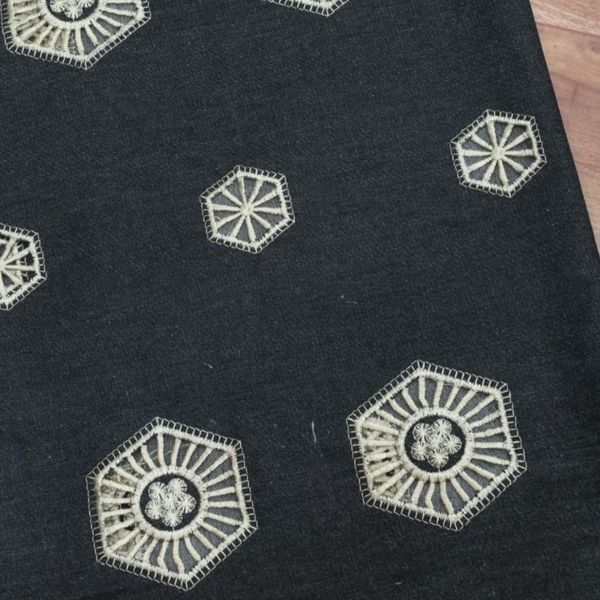 پارچه جین خامه دوزی