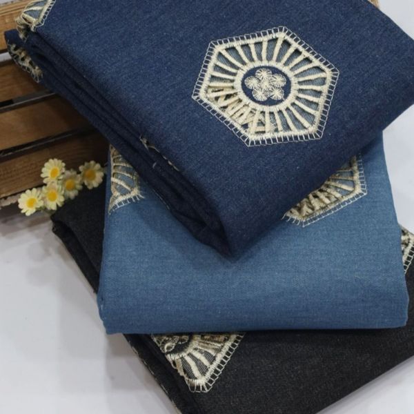 پارچه جین خامه دوزی