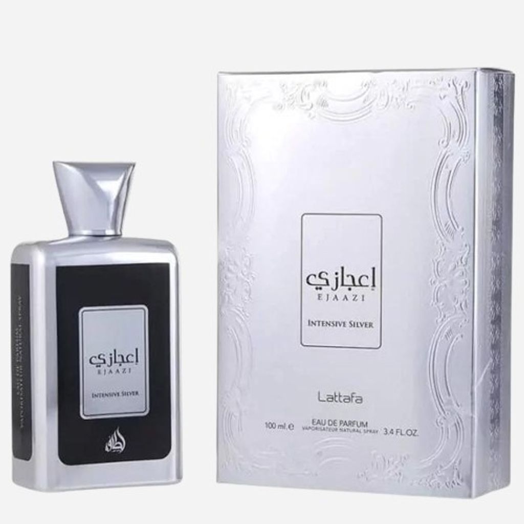 قیمت ارزان ادکلن اعجازی نقره ای لطافه 100 میل (EJAAZI INTENSIVE SILVER LATTAFA)