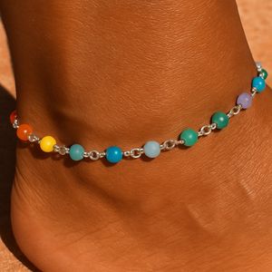 پابند زنانه زنجیری طرح سنگی رنگی کد 3333008