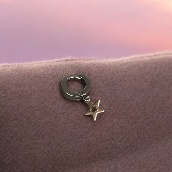 پیرسینگ گوشواره ای زنانه طرح ستاره تو خالی کد 3334003