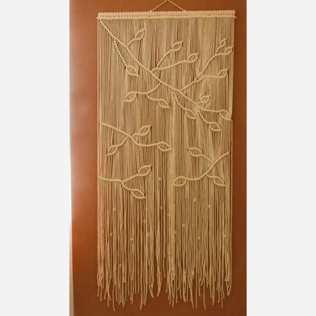 خرید اینترنتی پرده مکرومه بافی مدل جوانه پیچک