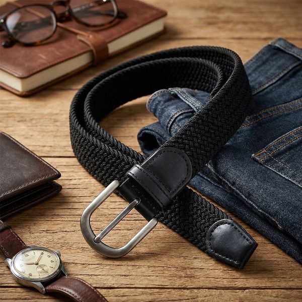 کمربند مردانه کنفی کش‌بافت خارجی (Woven Belt)