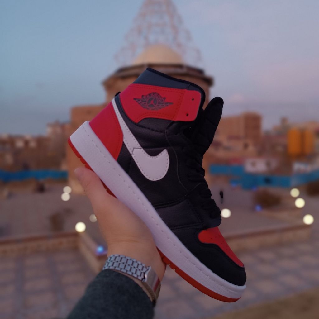 قیمت ارزان کتونی مردانه جردن وان ساقدار قرمز مشکی کیفیت بالا