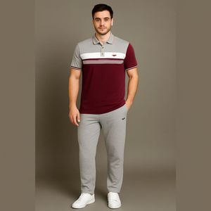 ست تیشرت شلوار مردانه شوک زرشکی