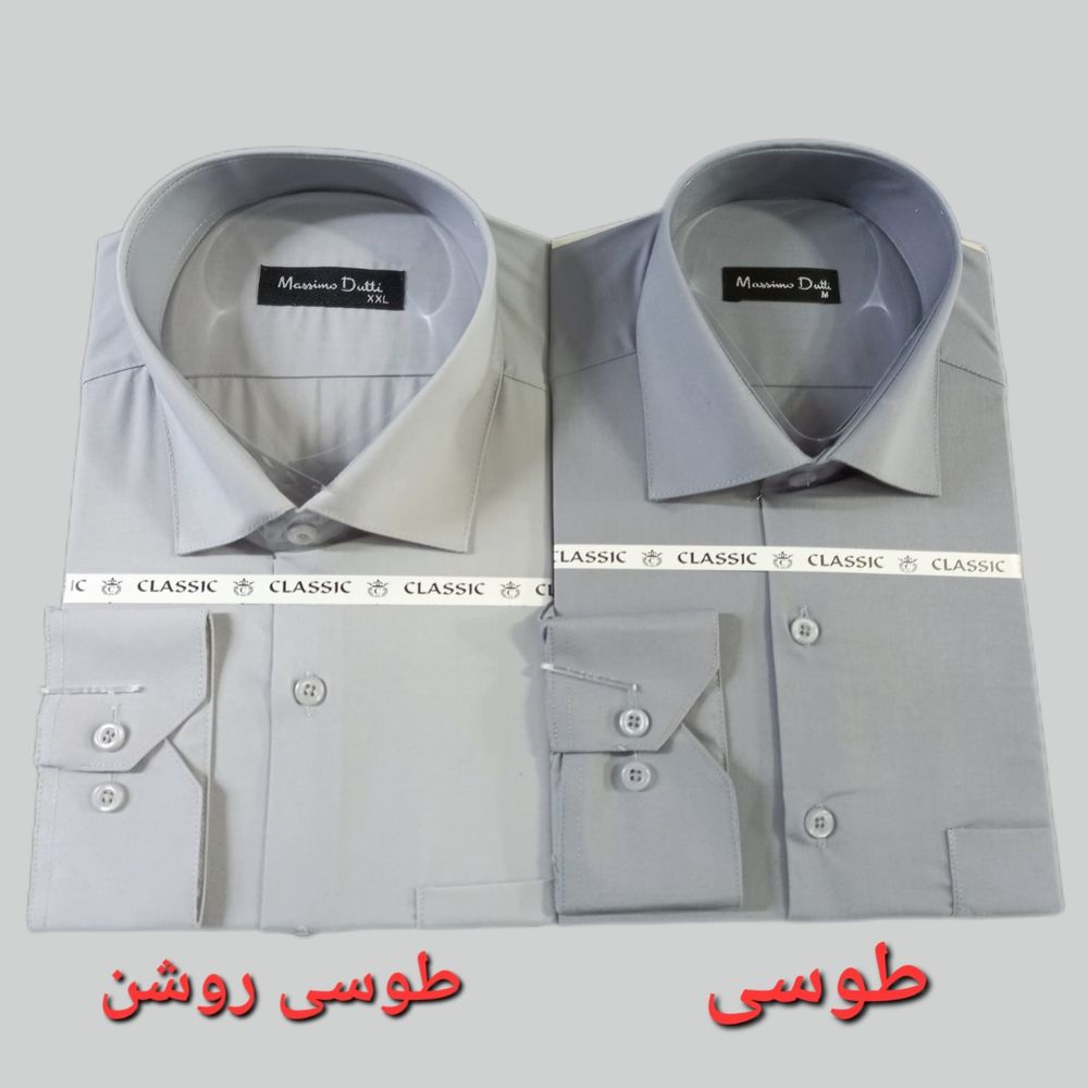 قیمت پیراهن مردانه تترون ساده کلاسیک طوسی