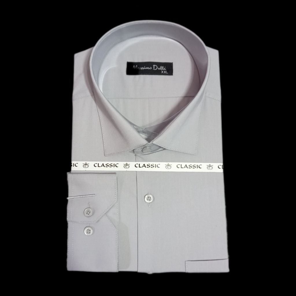 قیمت ارزان پیراهن مردانه تترون ساده کلاسیک طوسی