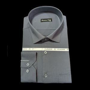 پیراهن مردانه تترون کلاسیک طوسی تیره