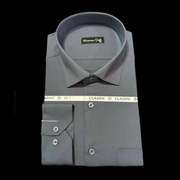 پیراهن مردانه تترون کلاسیک طوسی تیره