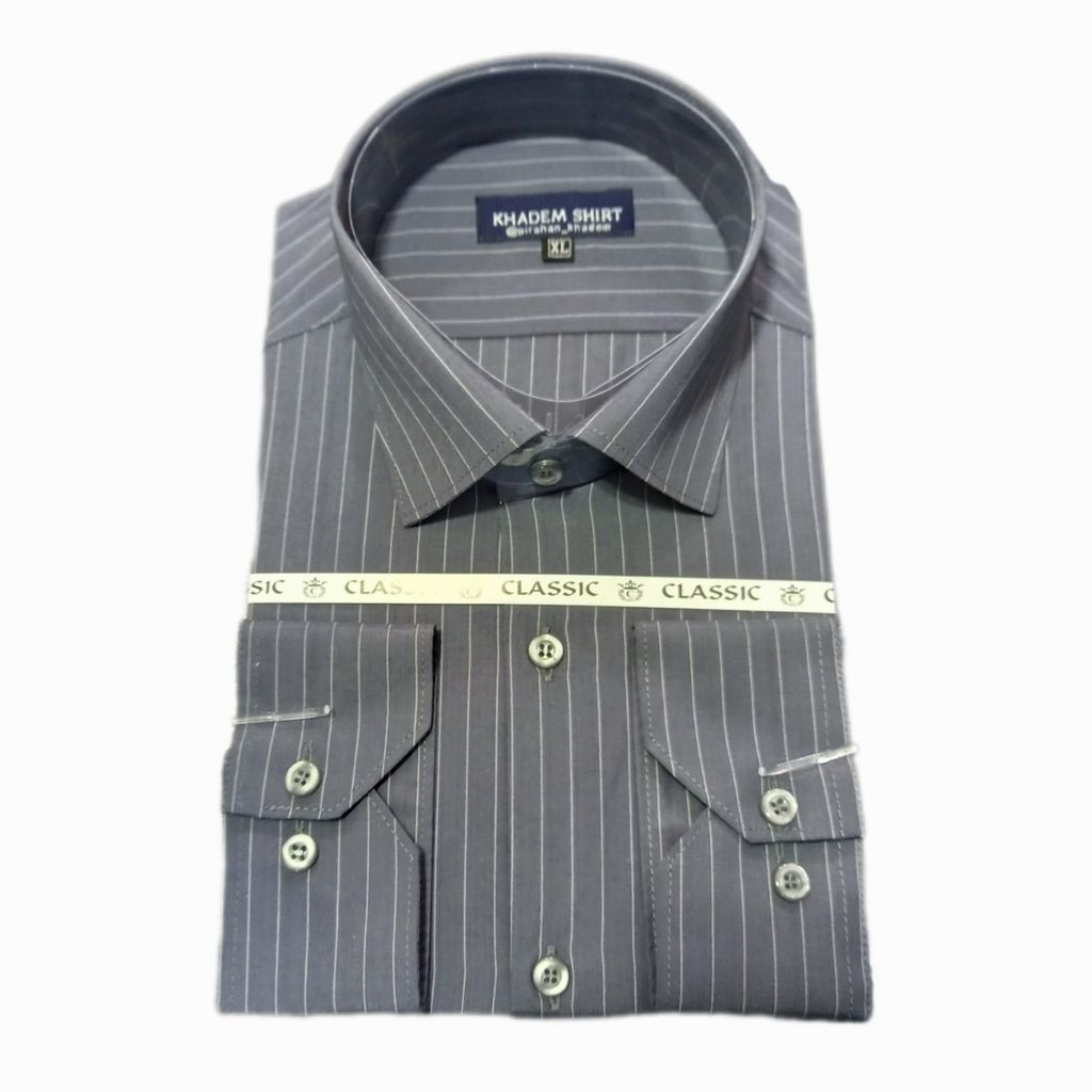 خرید اینترنتی پیراهن مردانه تترون راه راه کلاسیک کد06