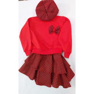 ست سه تیکه لباس یلدایی بچگانه رنگ قرمز