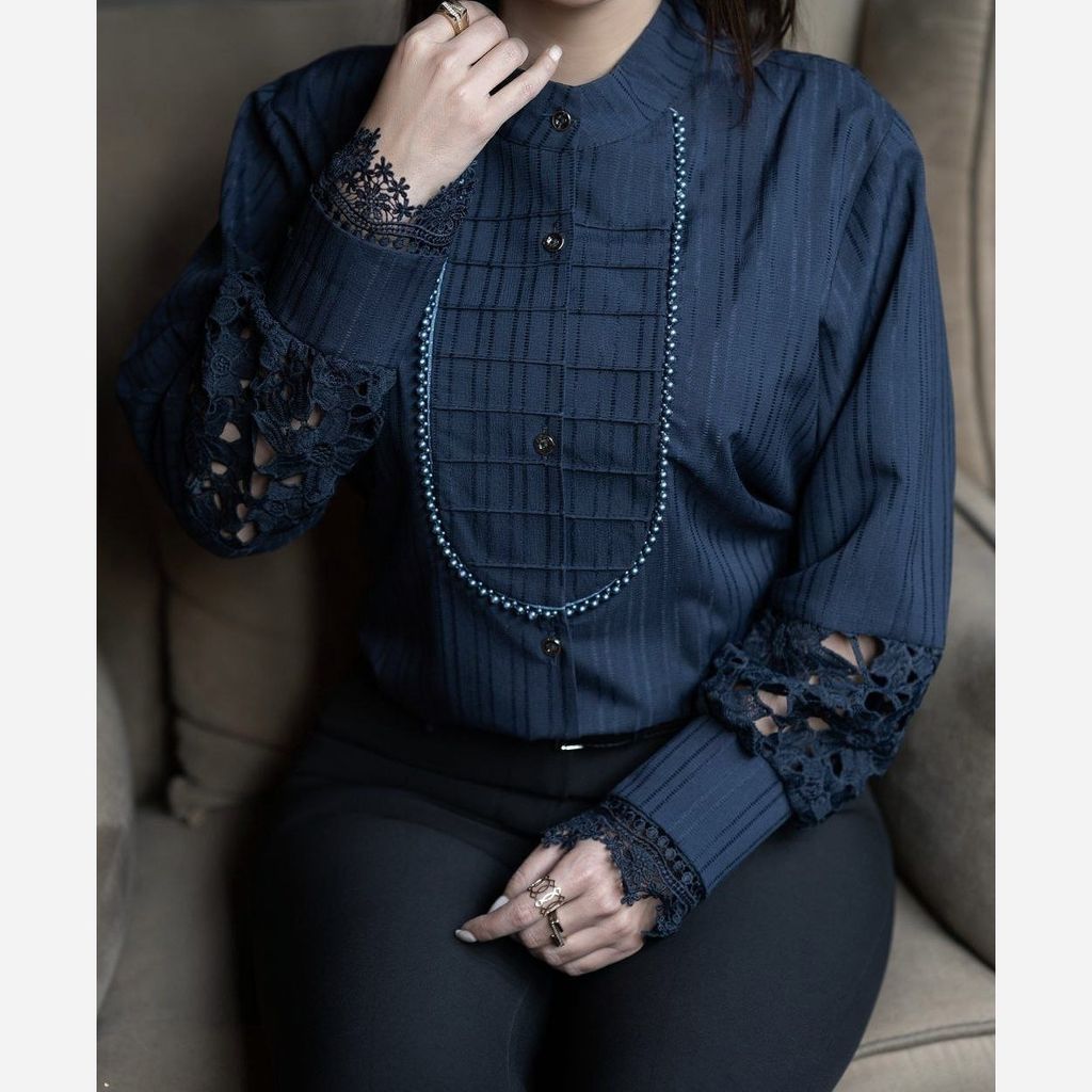 خرید انلاین شومیز مجلسی آی جان سرمه ای