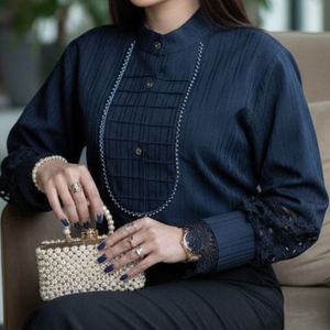 شومیز مجلسی آی جان سرمه ای