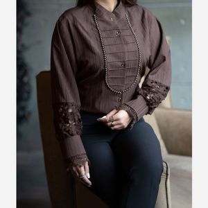 شومیز مجلسی آی جان قهوه ای