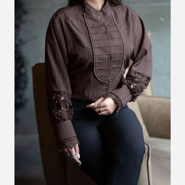 شومیز مجلسی آی جان قهوه ای