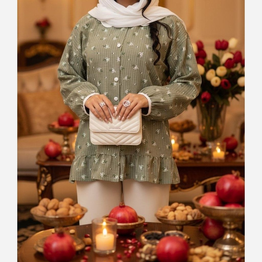 قیمت ارزان شومیز مانتویی کرپ آیوا سبز