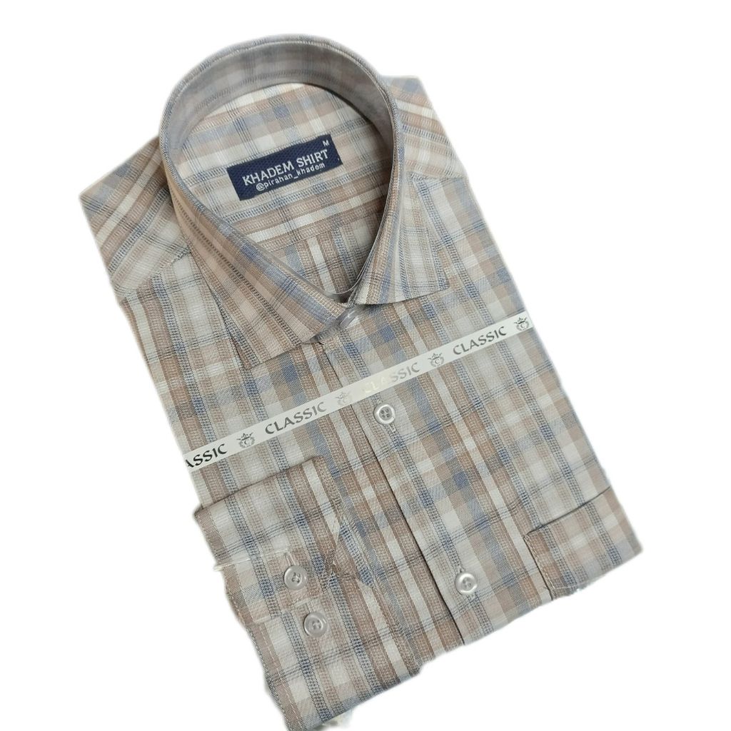 فروش اینترنتی پیراهن مردانه تترون چهارخونه کندیس کد07