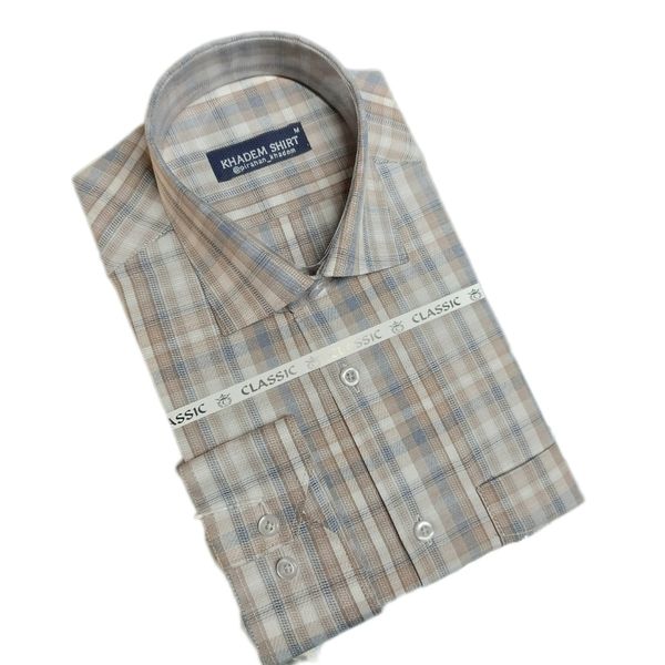 پیراهن مردانه تترون چهارخونه کلاسیک کد07