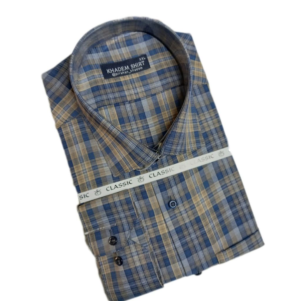 قیمت ارزان پیراهن مردانه تترون چهارخونه کد08