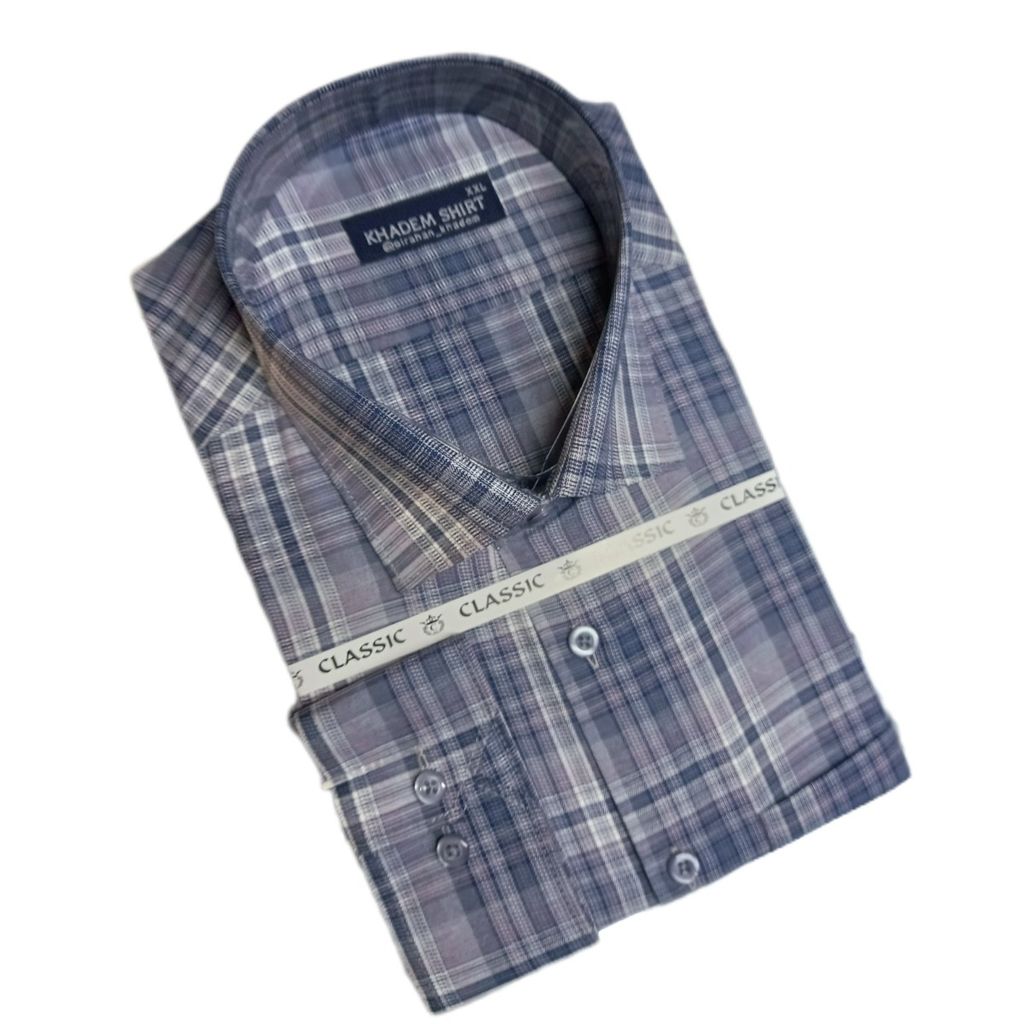 خرید انلاین پیراهن مردانه تترون چهارخونه کلاسیک کد 10