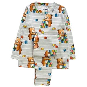 ست بلوز و شلوار خرس و مکعب مناسب 7 تا 15 سال کد 3012