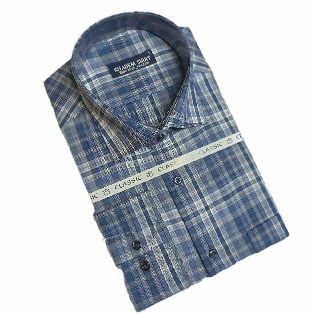 خرید آنلاین پیراهن مردانه تترون چهارخونه کلاسیک کد12