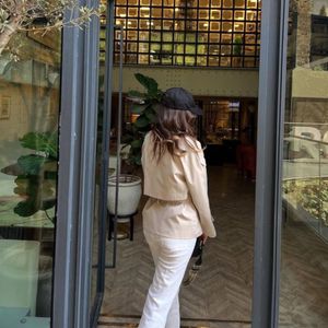 قیمت ارزان بارونی یقه دار مزونی