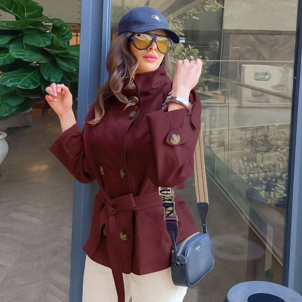 قیمت ارزان بارونی یقه دار مزونی