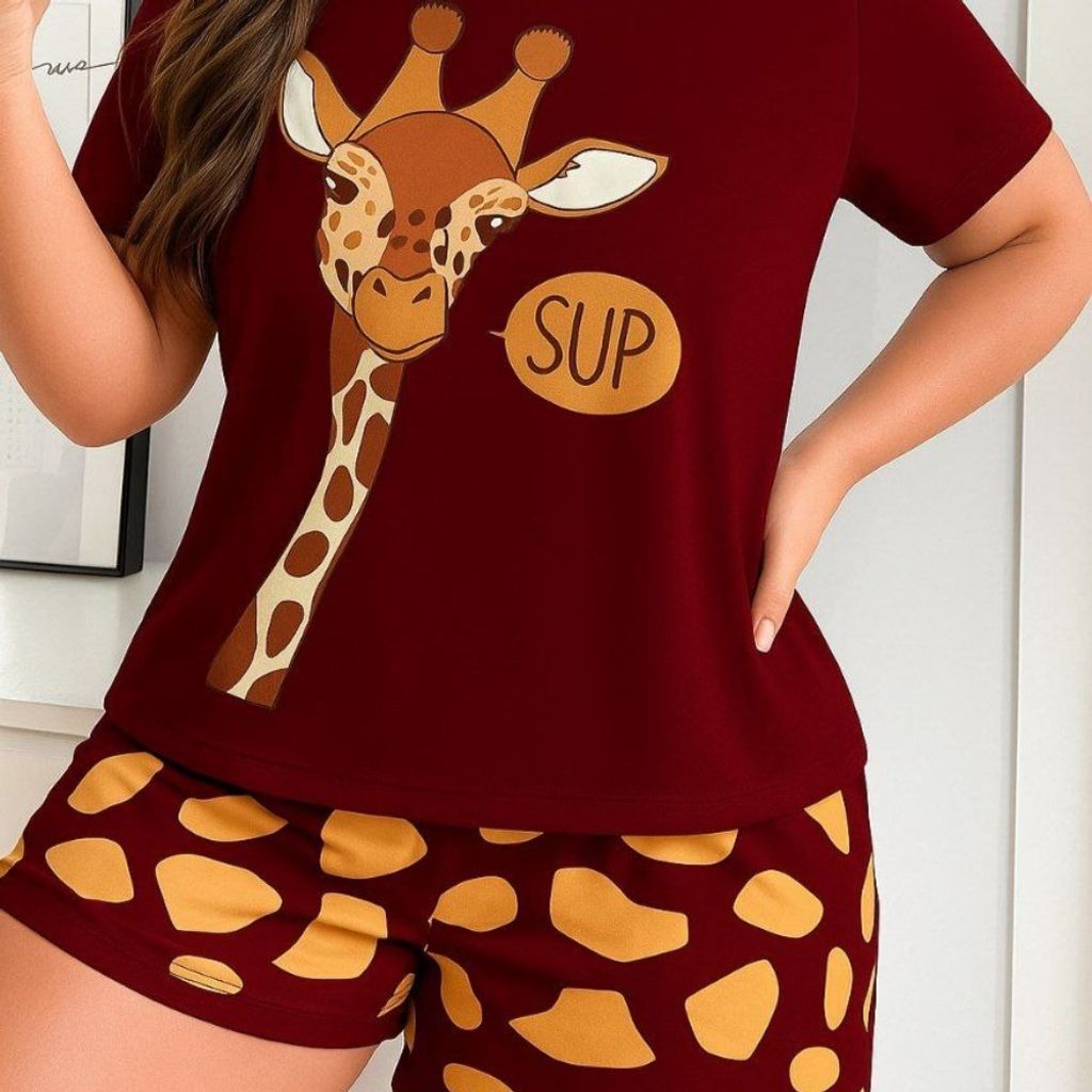 خرید اینترنتی ست تیشرت شورتک زرافه