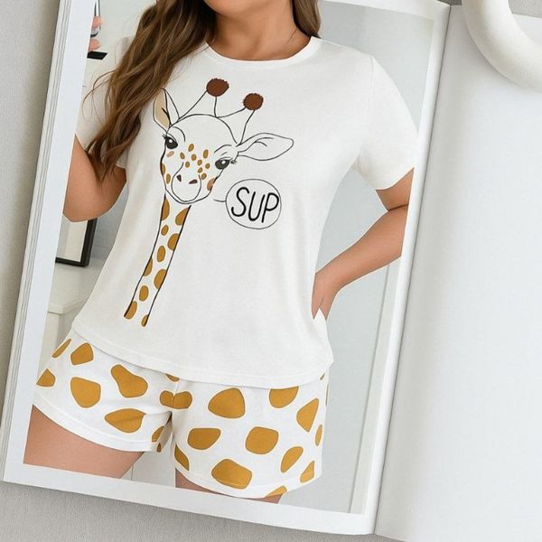 ست تیشرت شورتک زرافه
