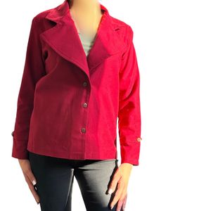 کت کتان یقه انگلیسی زنانه رنگ قرمز