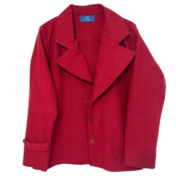 کت کتان یقه انگلیسی زنانه رنگ قرمز