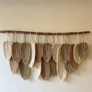 دیوارکوب اویز مکرومه بافی برگ مدل شکوه