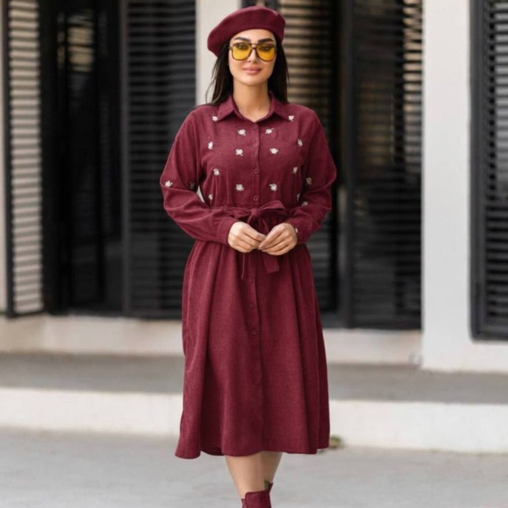 قیمت پیراهن مخمل کبریتی آذین