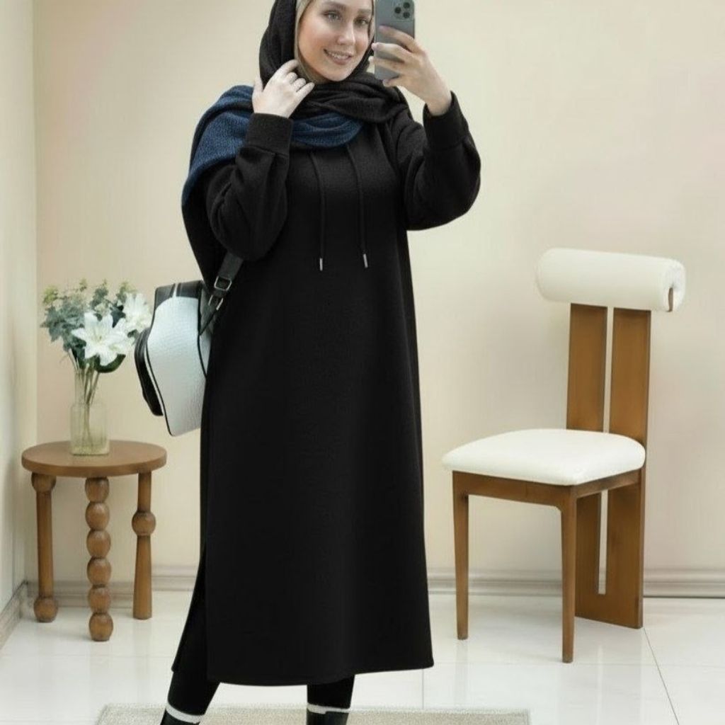 خرید اینترنتی کفتان دورس تو کرکی کلاهدار (آستین کش)