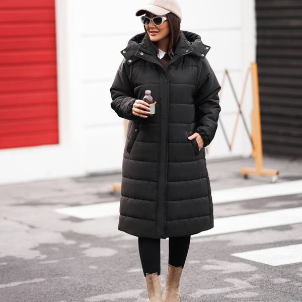 کاپشن بلند آمبردی کلاهدار