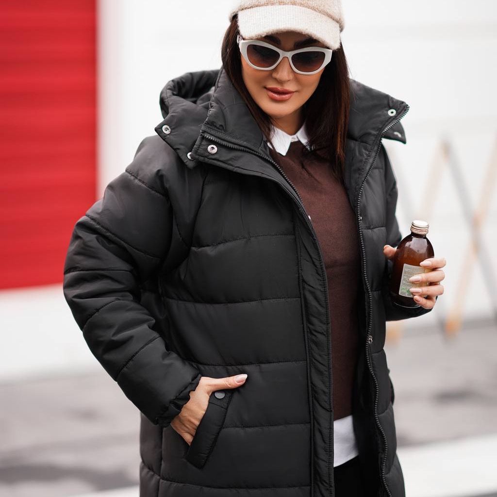 خرید اینترنتی کاپشن بلند آمبردی کلاهدار