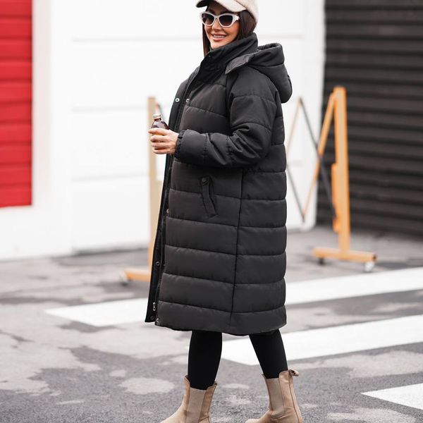 کاپشن بلند آمبردی کلاهدار