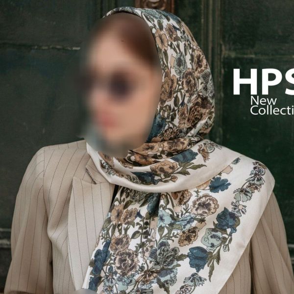 روسری نخی طرح گل قواره 100