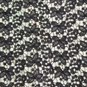 فروش اینترنتی قواره پارچه گیپور نخی مشکی مدل پروانه