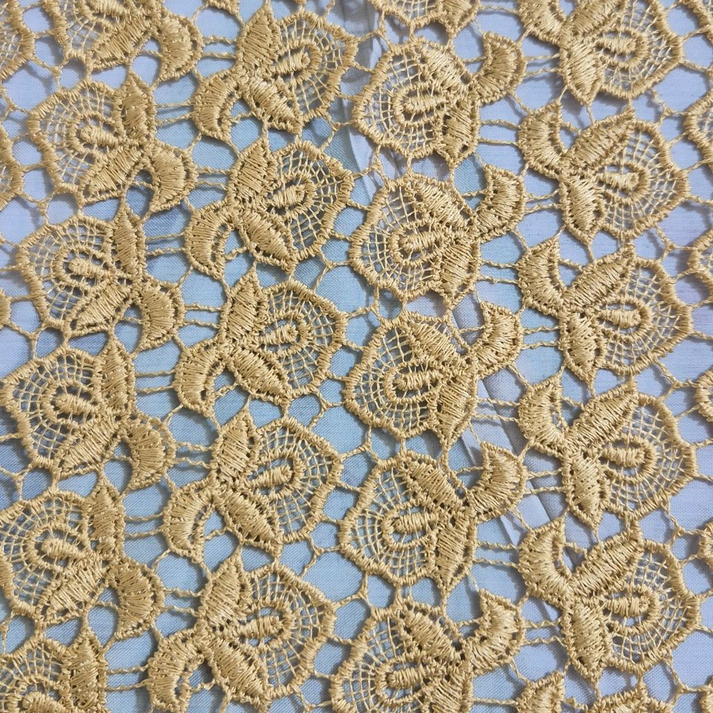 خرید انلاین قواره پارچه گیپور نخی طلایی