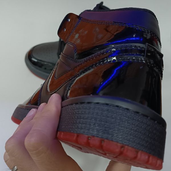 کتونی مردانه جردن 1 ورنی ساقدار مشکی کیفیت بالا