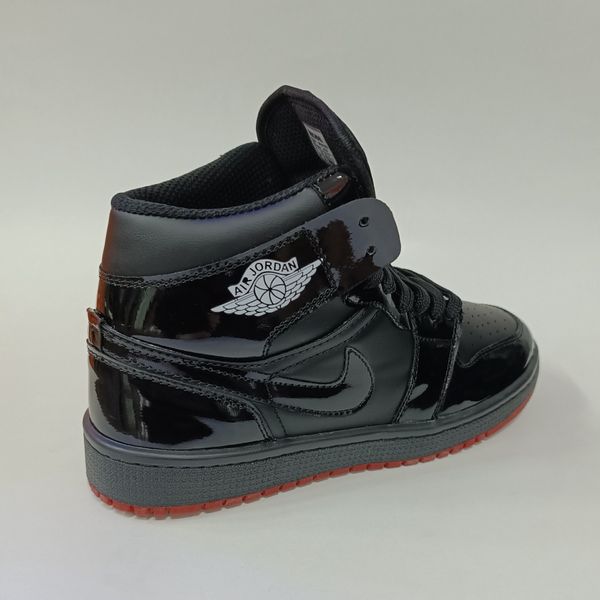 کتونی مردانه جردن 1 ورنی ساقدار مشکی کیفیت بالا