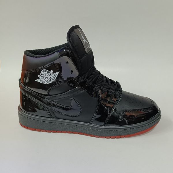 کتونی مردانه جردن 1 ورنی ساقدار مشکی کیفیت بالا