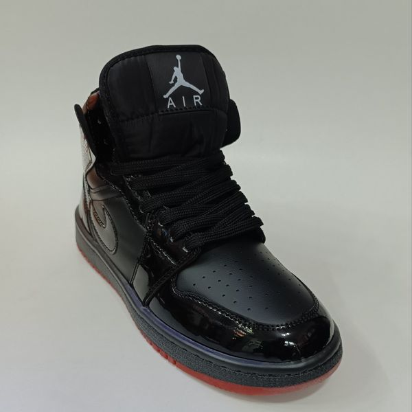 کتونی مردانه جردن 1 ورنی ساقدار مشکی کیفیت بالا